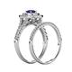 6 - Zinnia Prima Blue Sapphire and Diamond Double Halo Bridal Set Ring 