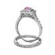 5 - Zinnia Prima Pink Sapphire and Diamond Double Halo Bridal Set Ring 