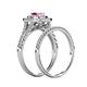6 - Zinnia Prima Pink Sapphire and Diamond Double Halo Bridal Set Ring 