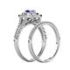 6 - Zinnia Prima Tanzanite and Diamond Double Halo Bridal Set Ring 