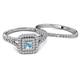 4 - Zinnia Prima Aquamarine and Diamond Double Halo Bridal Set Ring 
