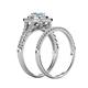 6 - Zinnia Prima Aquamarine and Diamond Double Halo Bridal Set Ring 