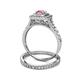 5 - Zinnia Prima Pink Tourmaline and Diamond Double Halo Bridal Set Ring 