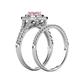 6 - Zinnia Prima Pink Tourmaline and Diamond Double Halo Bridal Set Ring 