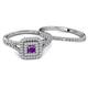 4 - Zinnia Prima Amethyst and Diamond Double Halo Bridal Set Ring 
