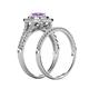 6 - Zinnia Prima Amethyst and Diamond Double Halo Bridal Set Ring 