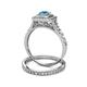 5 - Zinnia Prima Blue Topaz and Diamond Double Halo Bridal Set Ring 