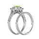 6 - Zinnia Prima Peridot and Diamond Double Halo Bridal Set Ring 