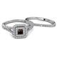 4 - Zinnia Prima Red Garnet and Diamond Double Halo Bridal Set Ring 