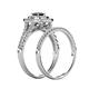 6 - Zinnia Prima Red Garnet and Diamond Double Halo Bridal Set Ring 
