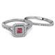 4 - Zinnia Prima Rhodolite Garnet and Diamond Double Halo Bridal Set Ring 