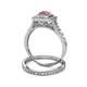 5 - Zinnia Prima Rhodolite Garnet and Diamond Double Halo Bridal Set Ring 