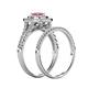 6 - Zinnia Prima Rhodolite Garnet and Diamond Double Halo Bridal Set Ring 