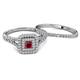 4 - Zinnia Prima Ruby and Diamond Double Halo Bridal Set Ring 