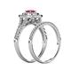 6 - Zinnia Prima Ruby and Diamond Double Halo Bridal Set Ring 