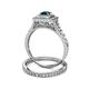 5 - Zinnia Prima London Blue Topaz and Diamond Double Halo Bridal Set Ring 