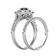 6 - Zinnia Prima London Blue Topaz and Diamond Double Halo Bridal Set Ring 
