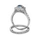 5 - Zinnia Prima Blue and White Diamond Double Halo Bridal Set Ring 