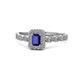 1 - Gloria Prima Emerald Cut Blue Sapphire and Diamond Halo Engagement Ring 