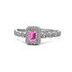 1 - Gloria Prima Emerald Cut Pink Sapphire and Diamond Halo Engagement Ring 