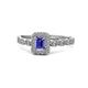 1 - Gloria Prima Emerald Cut Tanzanite and Diamond Halo Engagement Ring 