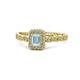 1 - Gloria Prima Emerald Cut Aquamarine and Diamond Halo Engagement Ring 