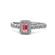 1 - Gloria Prima Emerald Cut Pink Tourmaline and Diamond Halo Engagement Ring 