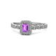 1 - Gloria Prima Emerald Cut Amethyst and Diamond Halo Engagement Ring 