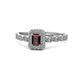 1 - Gloria Prima Emerald Cut Red Garnet and Diamond Halo Engagement Ring 
