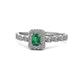 1 - Gloria Prima Emerald Cut Emerald and Diamond Halo Engagement Ring 