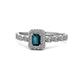 1 - Gloria Prima Emerald Cut London Blue Topaz and Diamond Halo Engagement Ring 