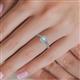 3 - Gloria Prima Emerald Cut Aquamarine and Diamond Halo Engagement Ring 