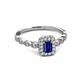 5 - Gloria Prima Emerald Cut Blue Sapphire and Diamond Halo Engagement Ring 
