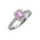 6 - Gloria Prima Emerald Cut Pink Sapphire and Diamond Halo Engagement Ring 