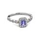 5 - Gloria Prima Emerald Cut Tanzanite and Diamond Halo Engagement Ring 