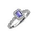 6 - Gloria Prima Emerald Cut Tanzanite and Diamond Halo Engagement Ring 