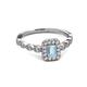 5 - Gloria Prima Emerald Cut Aquamarine and Diamond Halo Engagement Ring 