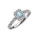6 - Gloria Prima Emerald Cut Aquamarine and Diamond Halo Engagement Ring 