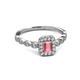 5 - Gloria Prima Emerald Cut Pink Tourmaline and Diamond Halo Engagement Ring 