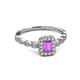 5 - Gloria Prima Emerald Cut Amethyst and Diamond Halo Engagement Ring 