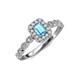 6 - Gloria Prima Emerald Cut Blue Topaz and Diamond Halo Engagement Ring 