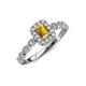 6 - Gloria Prima Emerald Cut Citrine and Diamond Halo Engagement Ring 