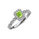 6 - Gloria Prima Emerald Cut Peridot and Diamond Halo Engagement Ring 