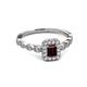 5 - Gloria Prima Emerald Cut Red Garnet and Diamond Halo Engagement Ring 