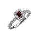 6 - Gloria Prima Emerald Cut Red Garnet and Diamond Halo Engagement Ring 