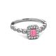 5 - Gloria Prima Emerald Cut Rhodolite Garnet and Diamond Halo Engagement Ring 