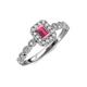 6 - Gloria Prima Emerald Cut Rhodolite Garnet and Diamond Halo Engagement Ring 