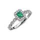 6 - Gloria Prima Emerald Cut Emerald and Diamond Halo Engagement Ring 