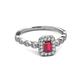 5 - Gloria Prima Emerald Cut Ruby and Diamond Halo Engagement Ring 