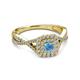 3 - Maisie Prima Blue Topaz and Diamond Halo Engagement Ring 